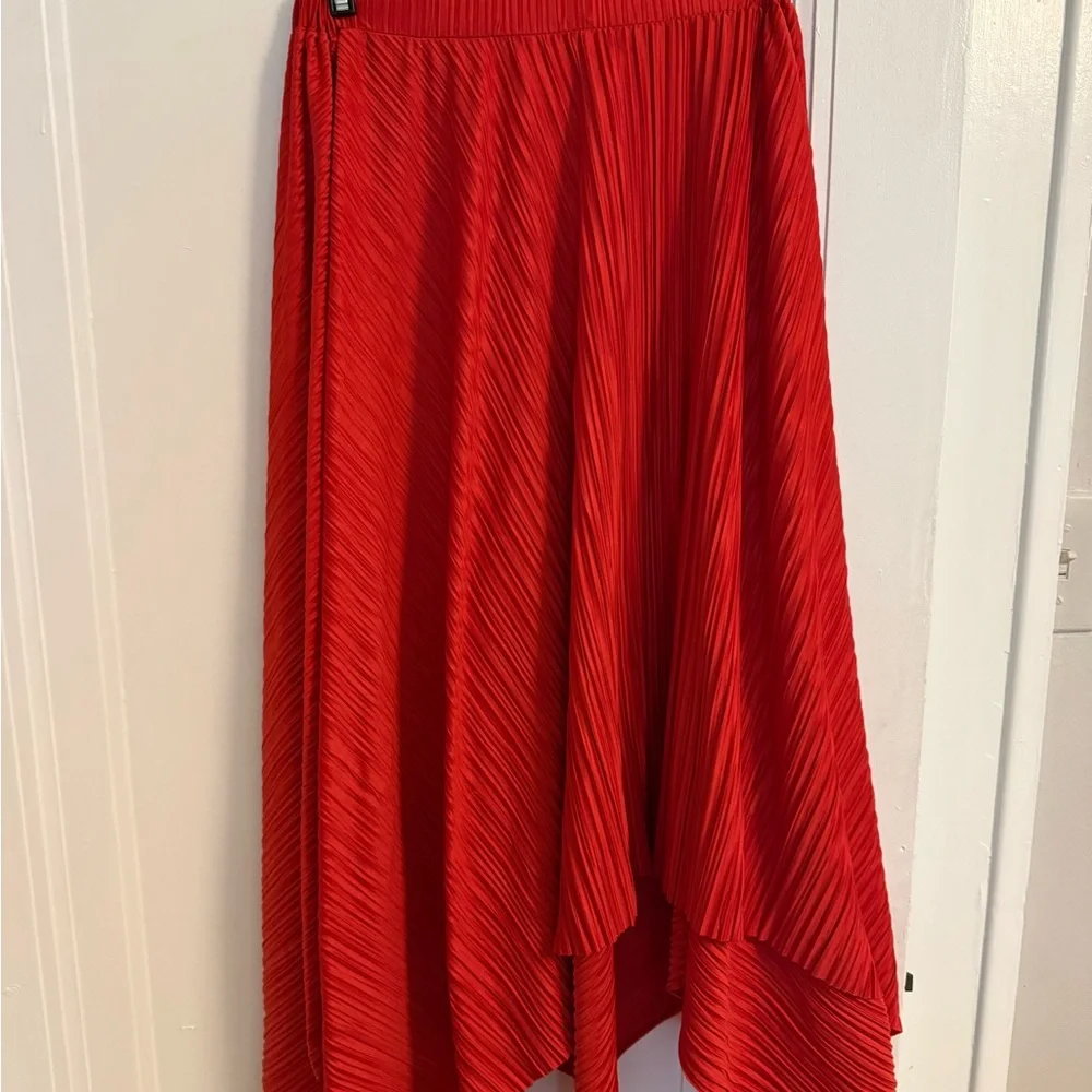 Anthropologie Asymmetrical Skirt in Vibrant Red